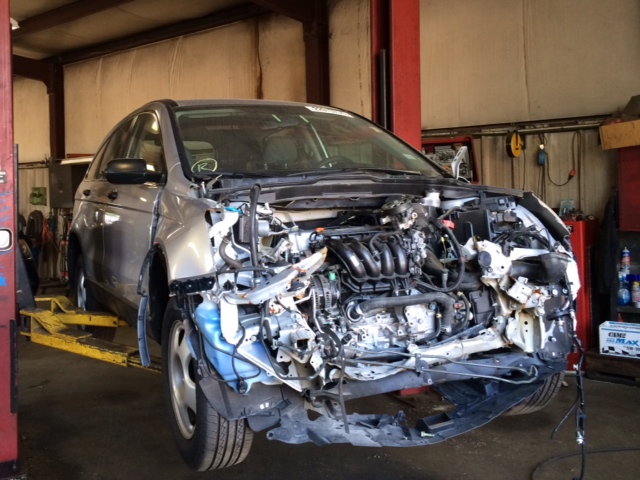 A car being dismantled